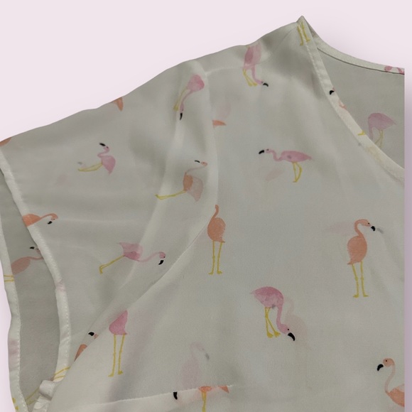 NWT Women’s Torrid Sheer White Pink Flamingo Print Short Sleeve Top Size 3X - Picture 3 of 6
